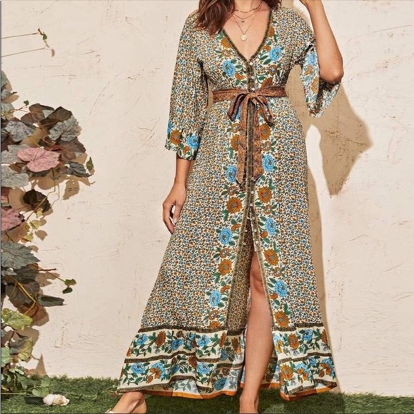 #74 CLOSEOUT SALE 🩷New!Gorgeous Boho Gypsy Maxi Dress - Picture 7 of 12